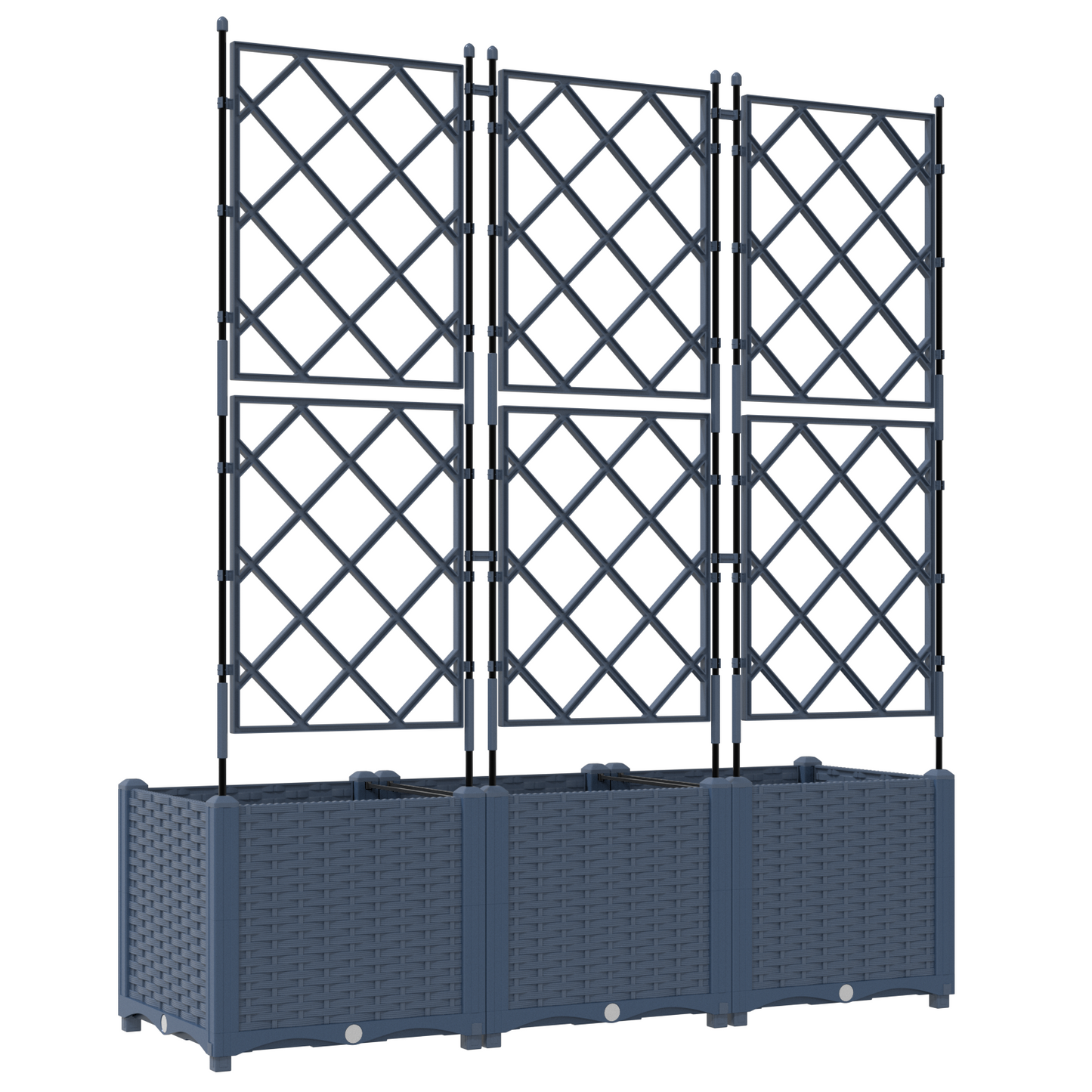 Gartenpflanzer mit Gitter 3 pcs Grau 120 x 40 x 143 cm PP