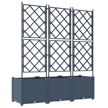 Gartenpflanzer mit Gitter 3 pcs Grau 120 x 40 x 143 cm PP