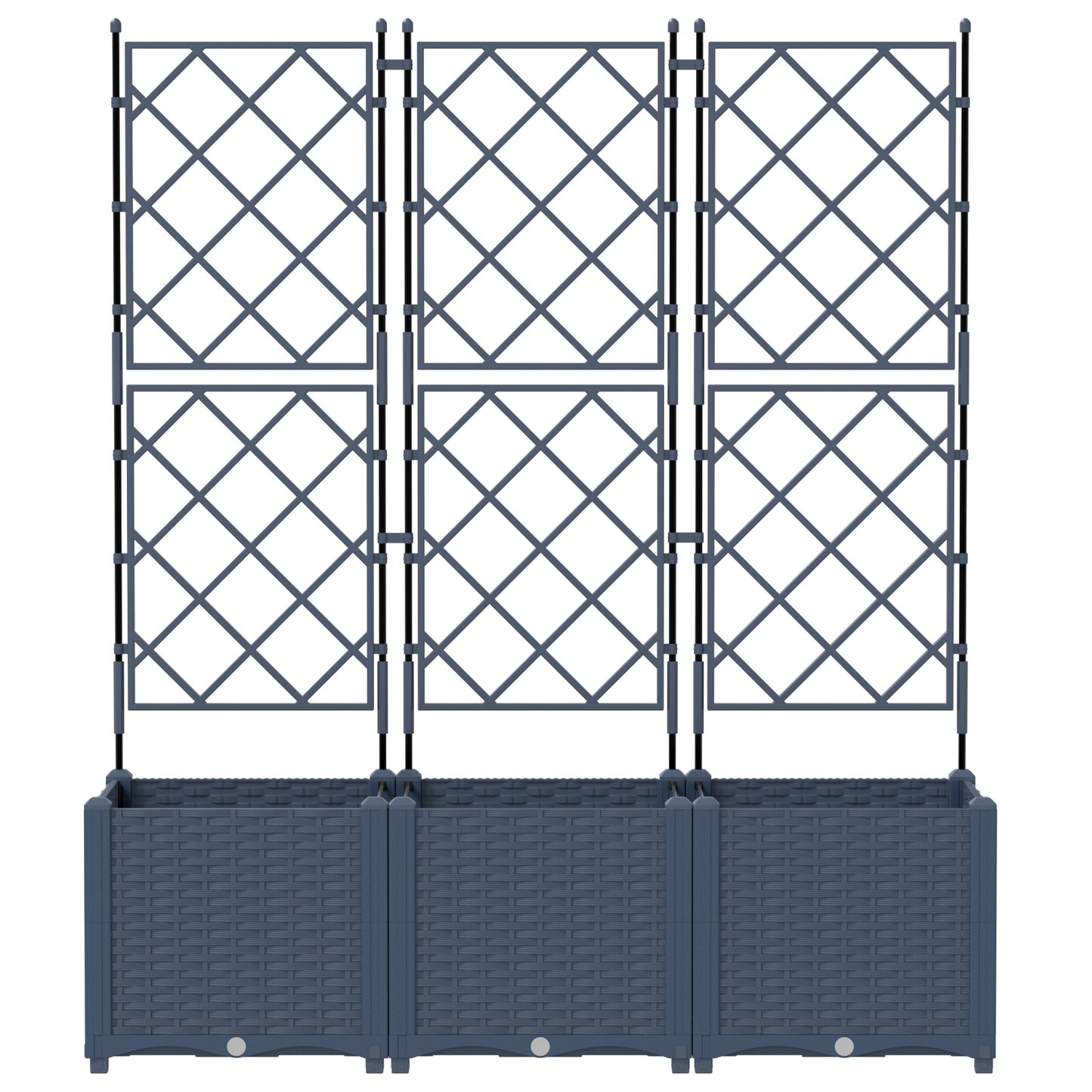 Gartenpflanzer mit Gitter 3 pcs Grau 120 x 40 x 143 cm PP