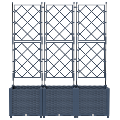 Gartenpflanzer mit Gitter 3 pcs Grau 120 x 40 x 143 cm PP