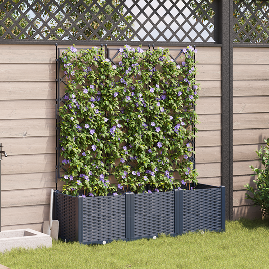 Gartenpflanzer mit Gitter 3 pcs Grau 120 x 40 x 143 cm PP