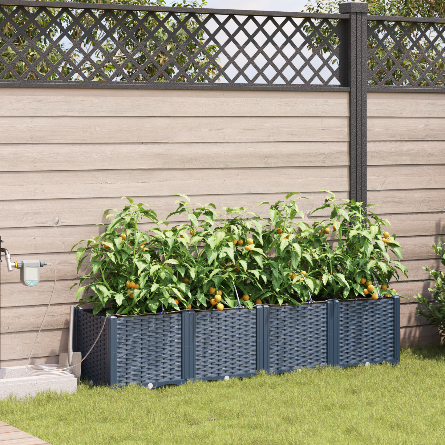 Gartenpflanzer Grau 160 x 40 x 37.5 cm Stahl