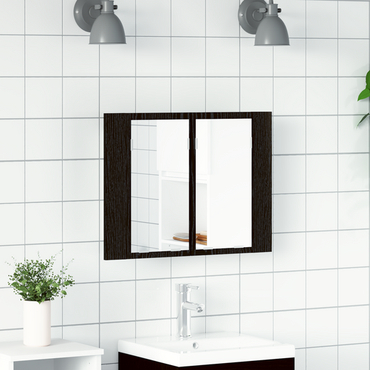 Badezimmerspiegelschrank Schwarz Eichen-Optik 60 x 12 x 45 cm
