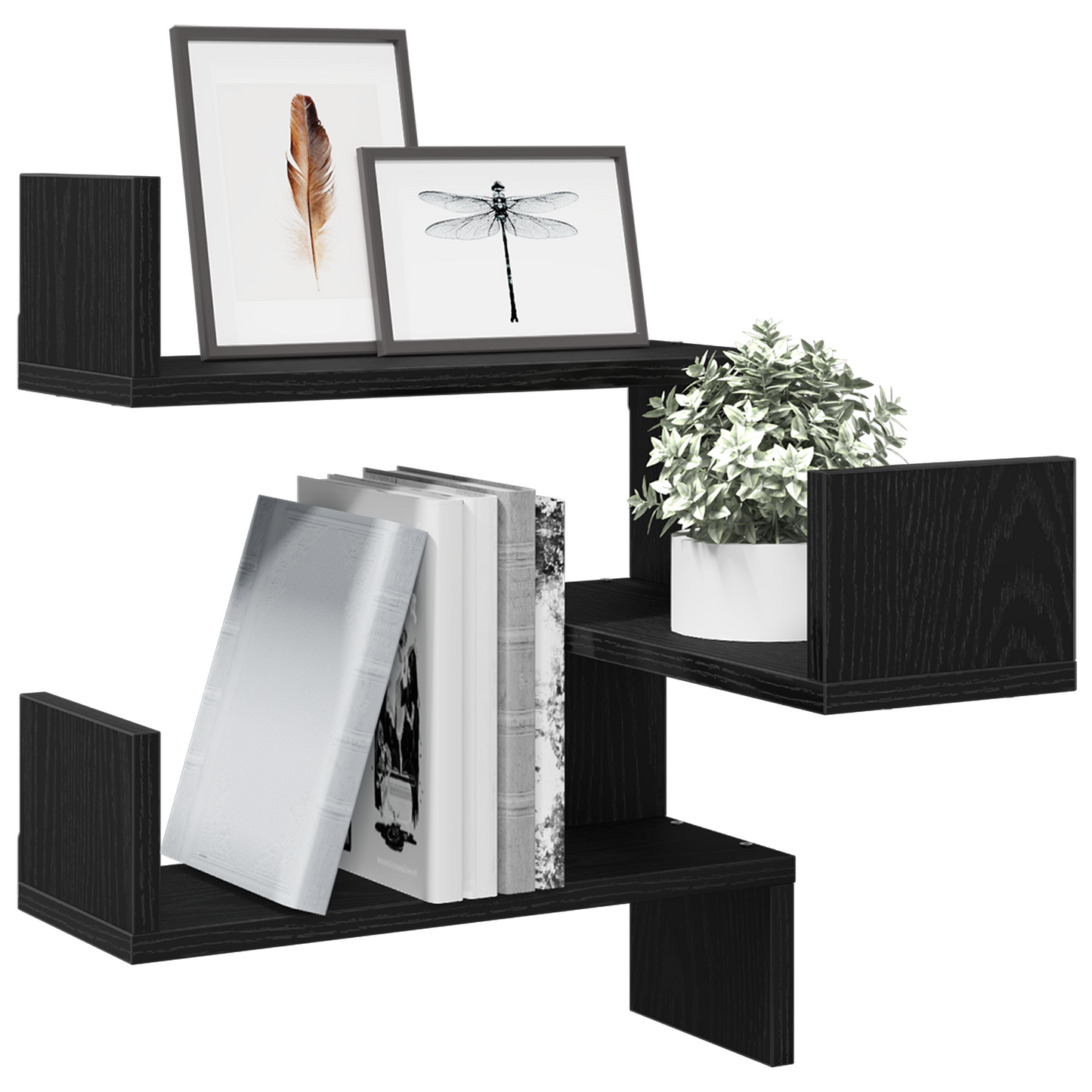 Wand-Eckregal mit Regal 2 pcs Schwarze Eiche 40 x 40 x 49,5 cm