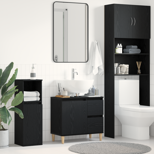 Badezimmer Schrank Schwarze Eiche 65 x 33 x 60 cm Holzwerkstoff