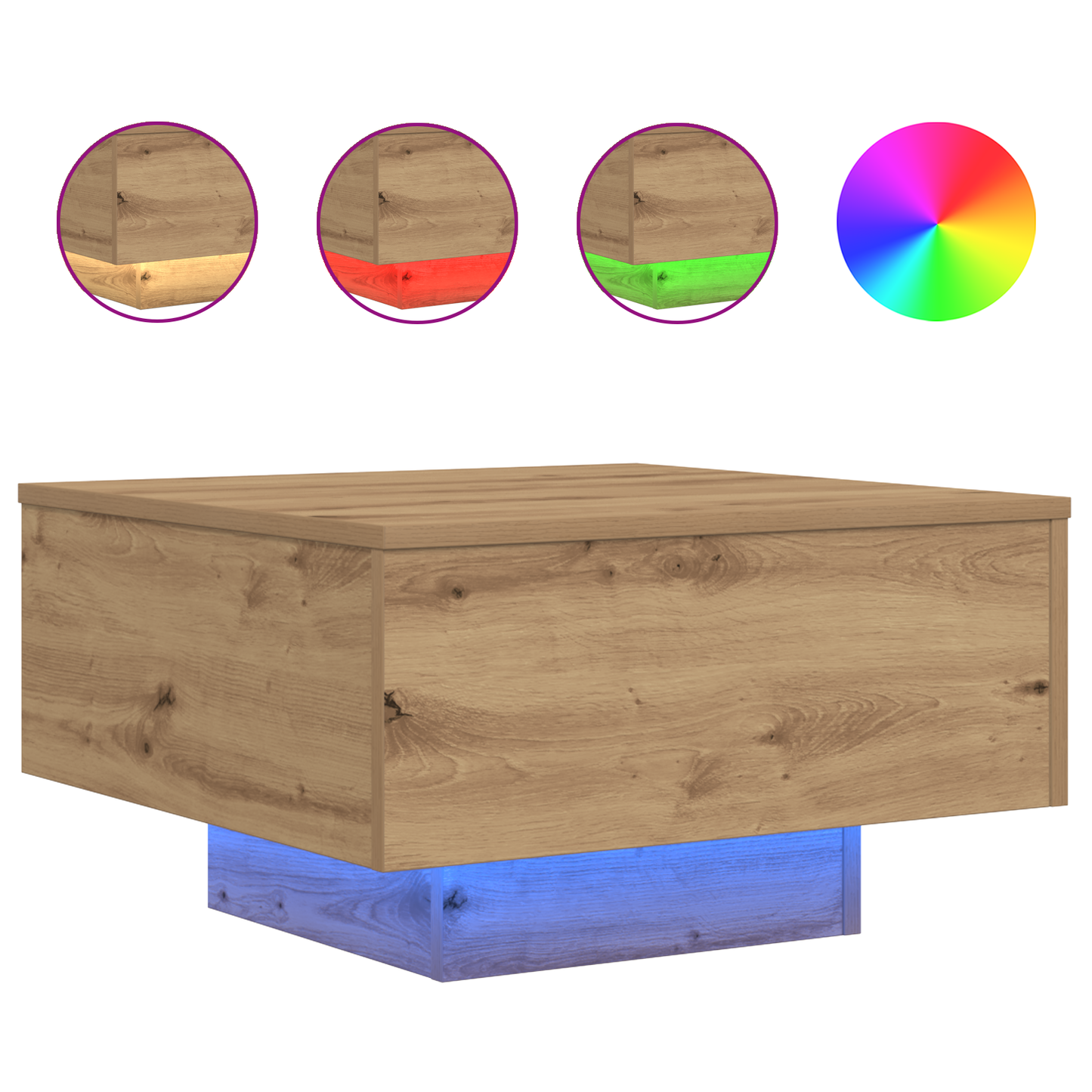 Couchtisch Eiche handwerklich 55 x 55 x 31 cm Holzwerkstoff