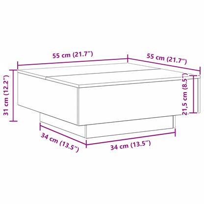 Couchtisch Schwarze Eiche 80 x 80 x 31 cm Holzwerkstoff