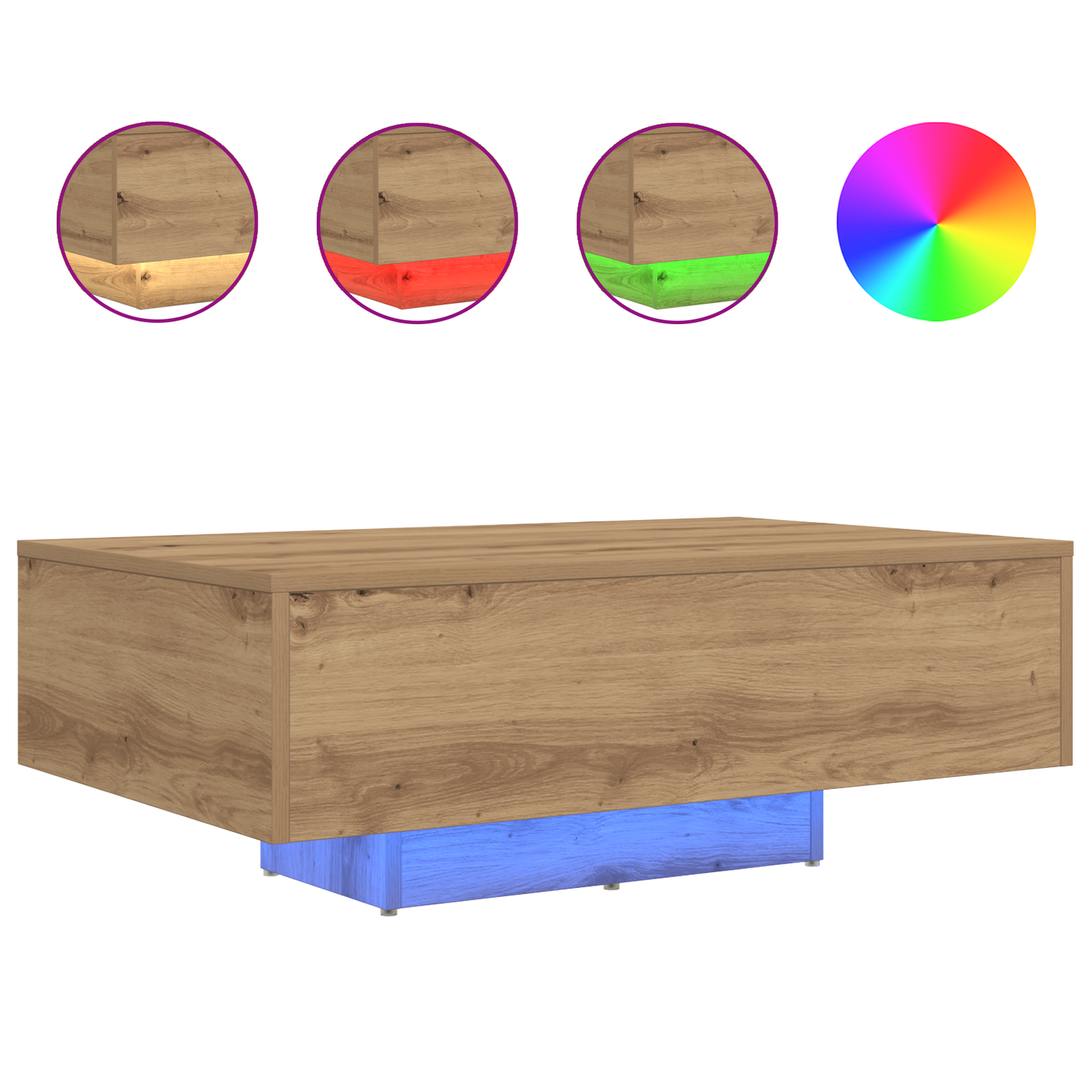 Couchtisch Eiche handwerklich 85 x 55 x 31 cm Holzwerkstoff