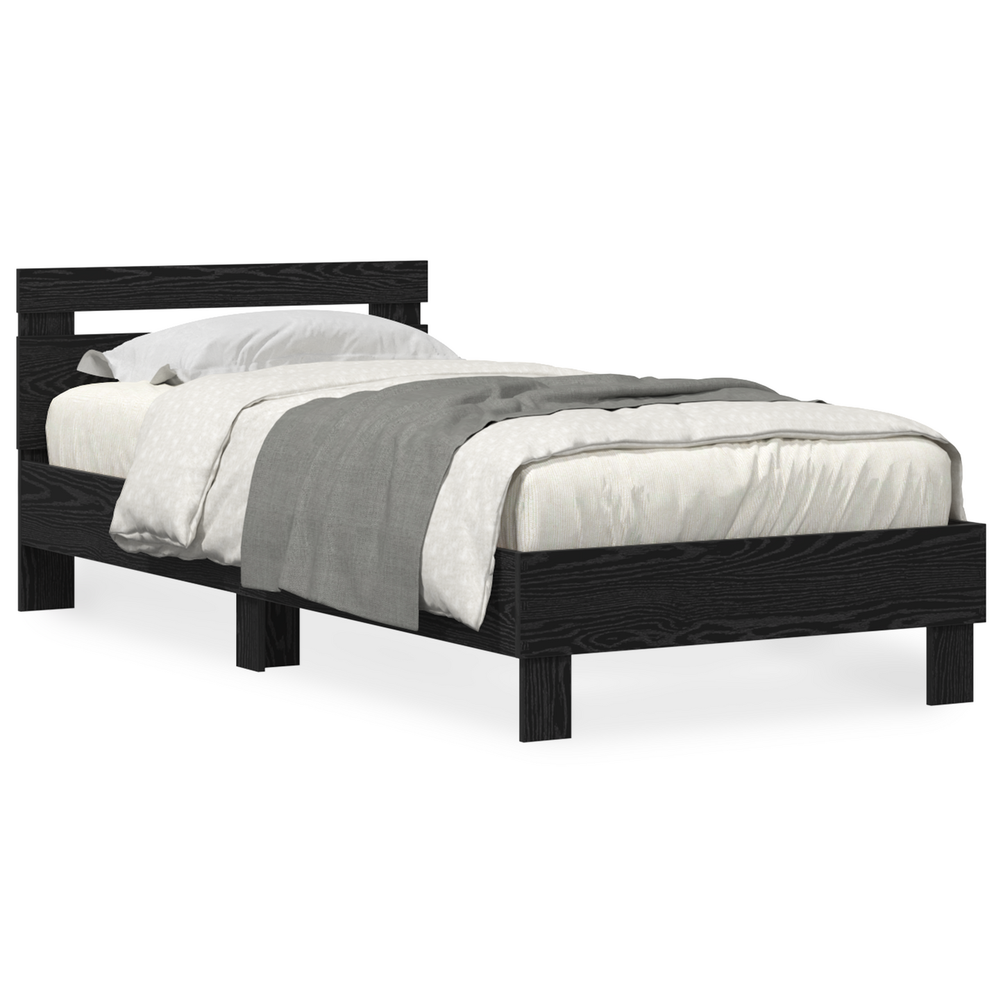 Bettgestell Schwarz Eichen-Optik 75 x 190 cm Holzwerkstoff