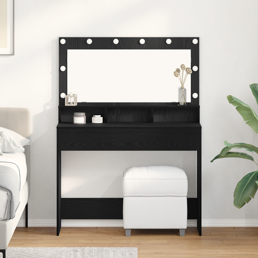 Schminktisch mit Regal Schwarz Eichen-Optik 100 x 41 x 135 cm