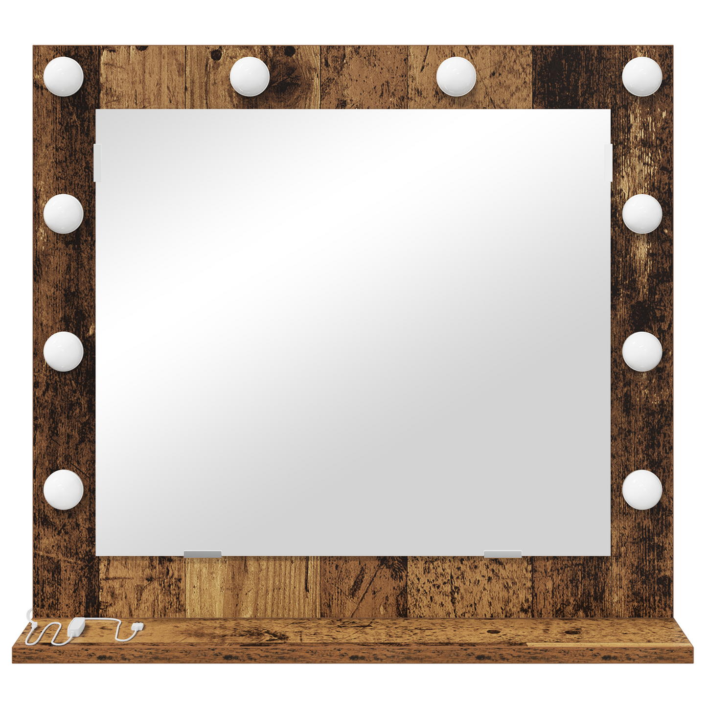 Kosmetikspiegel Altholz 60 x 55 x 18 cm Holzwerkstoff und Glas
