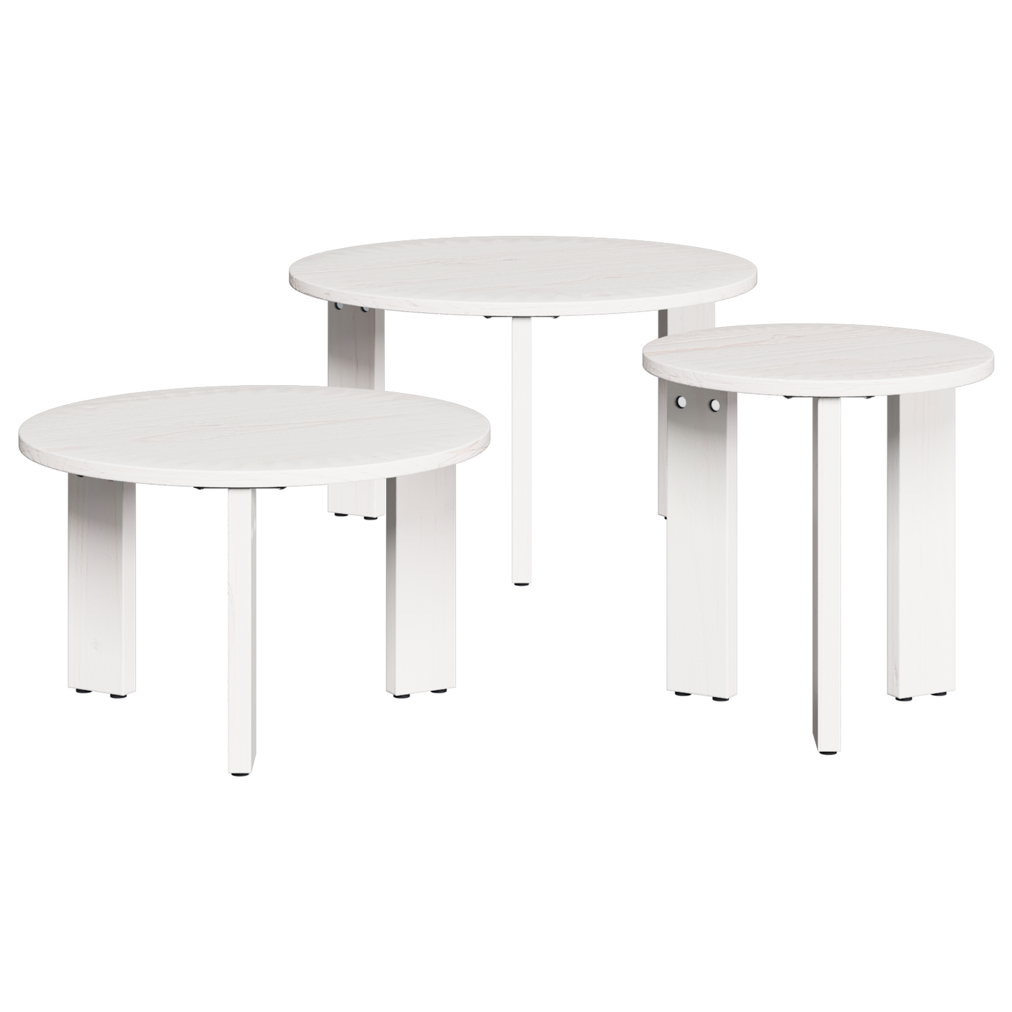 Couchtisch 3 pcs Weiß 47,5 x 47,5 x 27 cm Massivholz Kiefer