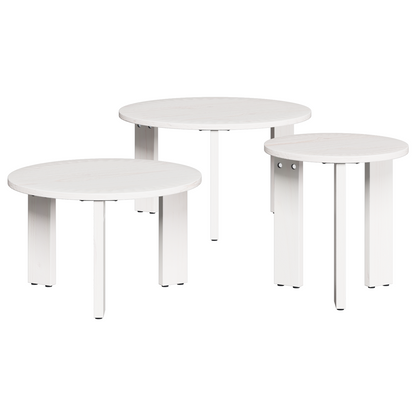 Couchtisch 3 pcs Weiß 47,5 x 47,5 x 27 cm Massivholz Kiefer