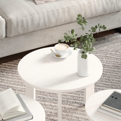 Couchtisch 3 pcs Weiß 47,5 x 47,5 x 27 cm Massivholz Kiefer