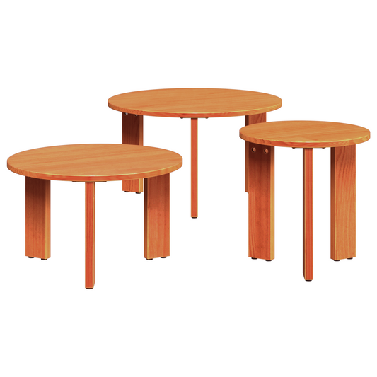 Couchtisch 3 pcs Wachsbraun 47,5 x 47,5 x 27 cm