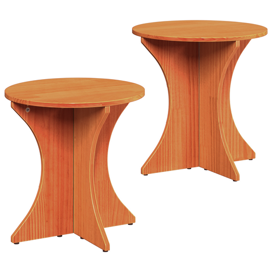 Couchtisch 2 pcs Wachsbraun 46 x 46 x 47 cm Massivholz Kiefer