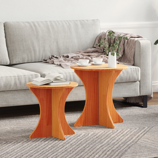 Couchtisch 2 pcs Wachsbraun 46 x 46 x 47 cm Massivholz Kiefer