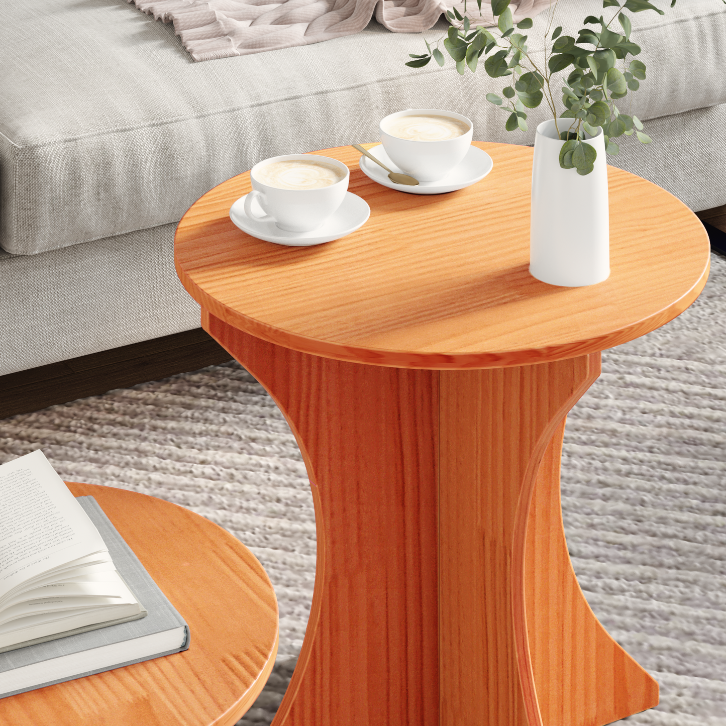 Couchtisch 2 pcs Wachsbraun 46 x 46 x 47 cm Massivholz Kiefer