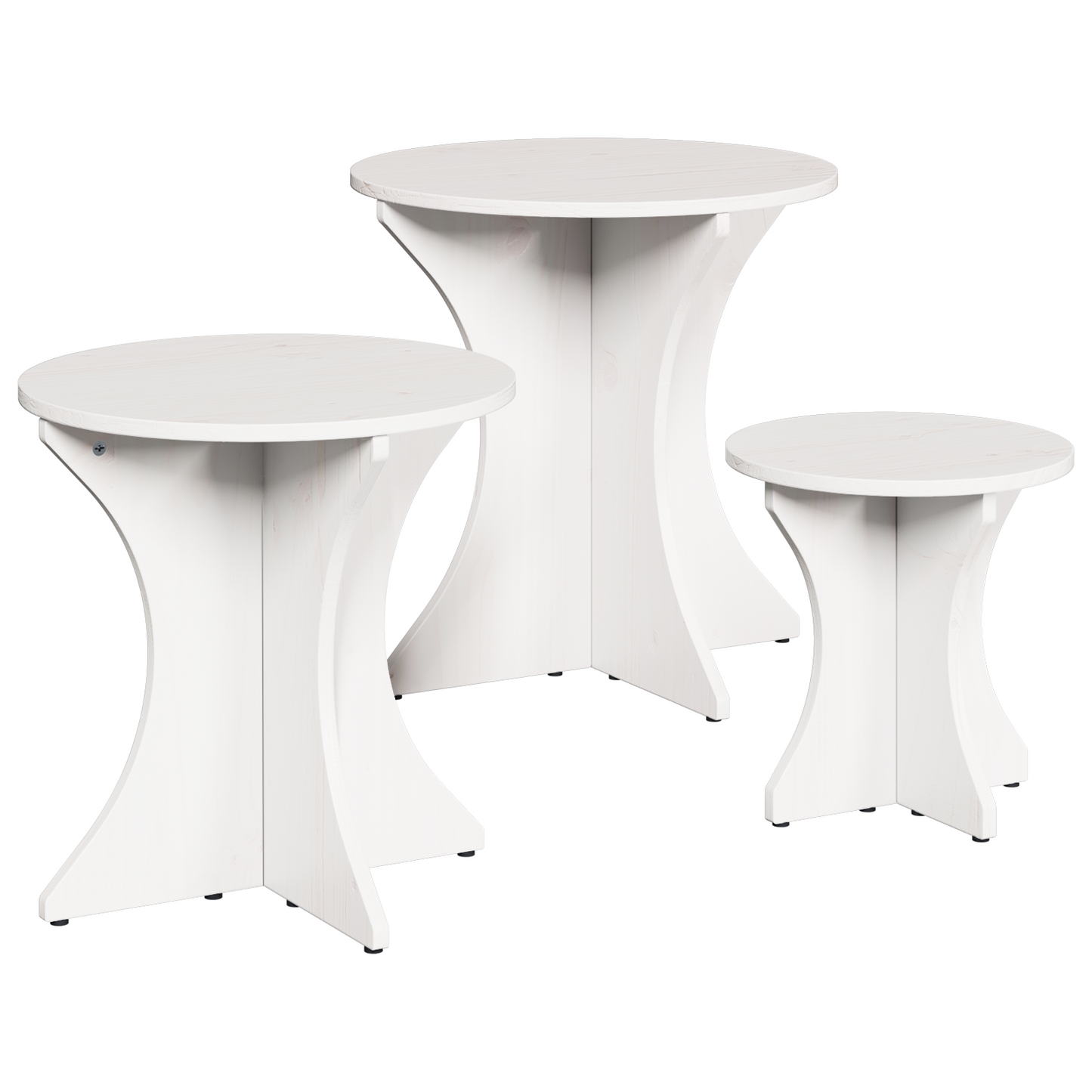 Couchtisch 3 pcs Weiß 46 x 46 x 47 cm Massivholz Kiefer