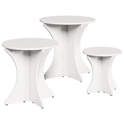 Couchtisch 3 pcs Weiß 46 x 46 x 47 cm Massivholz Kiefer