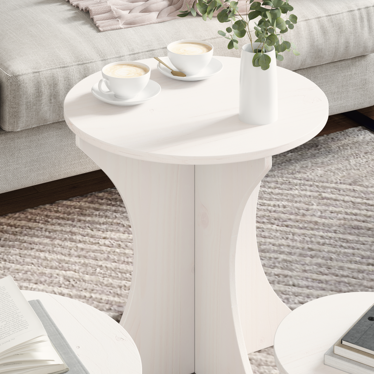 Couchtisch 3 pcs Weiß 46 x 46 x 47 cm Massivholz Kiefer
