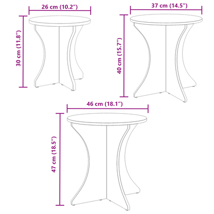 Couchtisch 3 pcs Weiß 46 x 46 x 47 cm Massivholz Kiefer