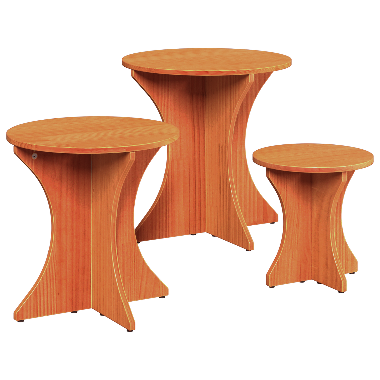 Couchtisch 3 pcs Wachsbraun 46 x 46 x 47 cm Massivholz Kiefer
