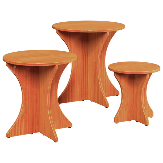 Couchtisch 3 pcs Wachsbraun 46 x 46 x 47 cm Massivholz Kiefer