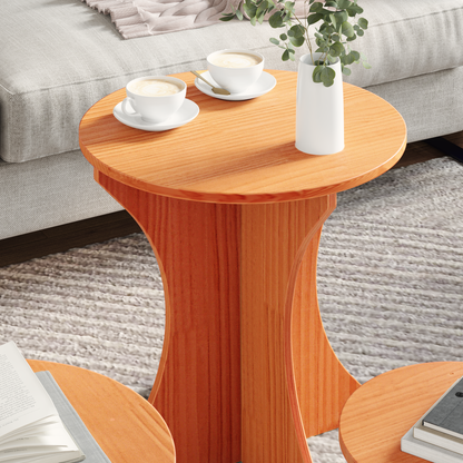 Couchtisch 3 pcs Wachsbraun 46 x 46 x 47 cm Massivholz Kiefer