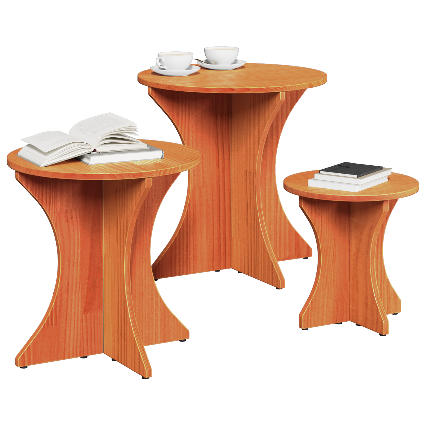 Couchtisch 3 pcs Wachsbraun 46 x 46 x 47 cm Massivholz Kiefer