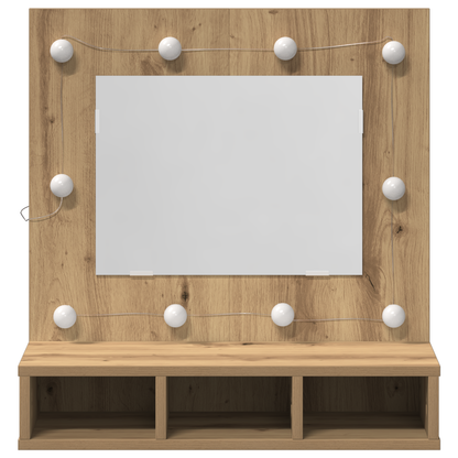 Spiegelschrank mit Regal Eiche handwerklich 62 x 31,5 x 62 cm