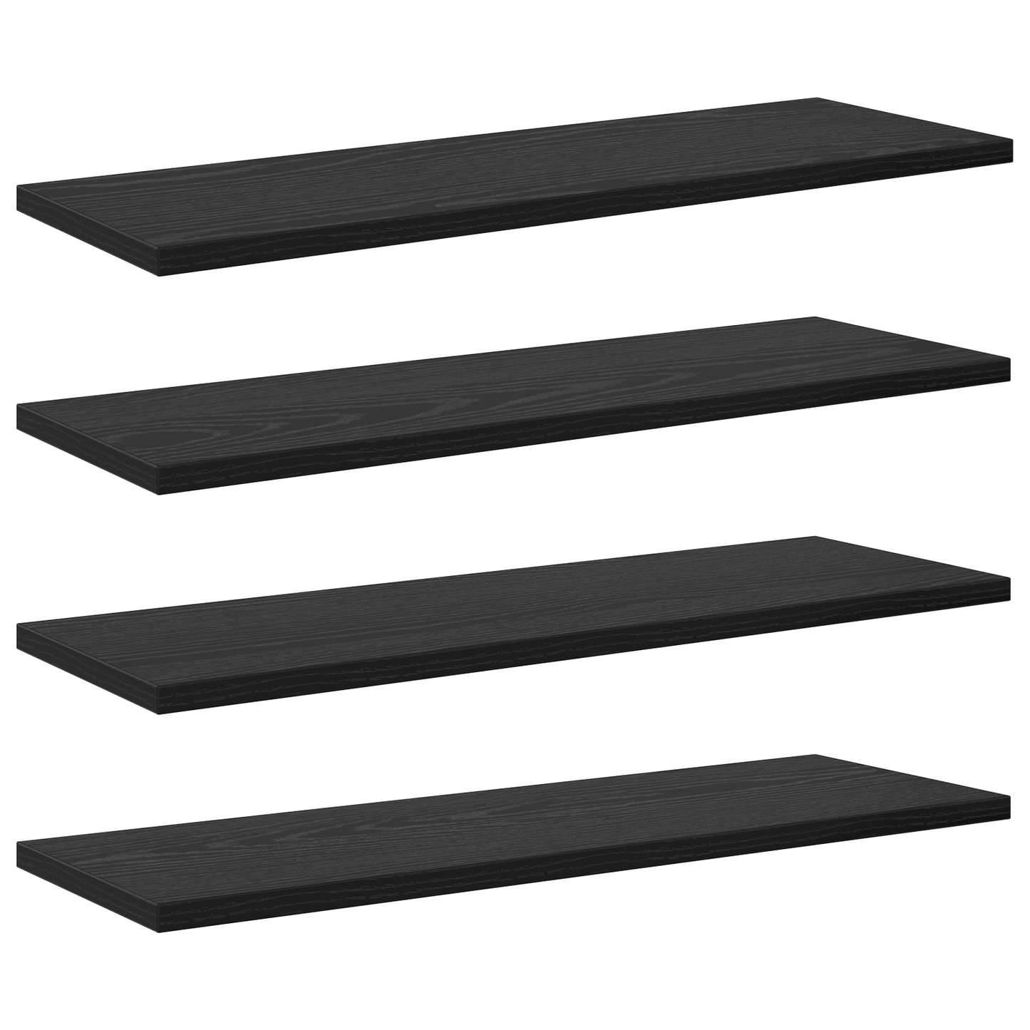 Schwarze Eichen Bücherregal Bretter - 4er Set, 60x20x1,5 cm, aus Spanholz