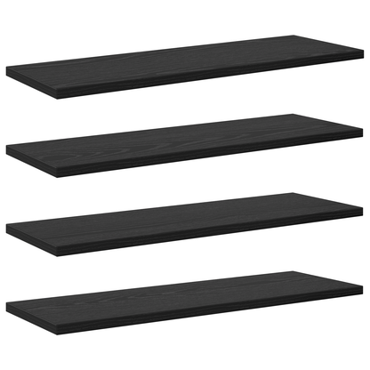 Schwarze Eichen Bücherregal Bretter - 4er Set, 60x20x1,5 cm, aus Spanholz