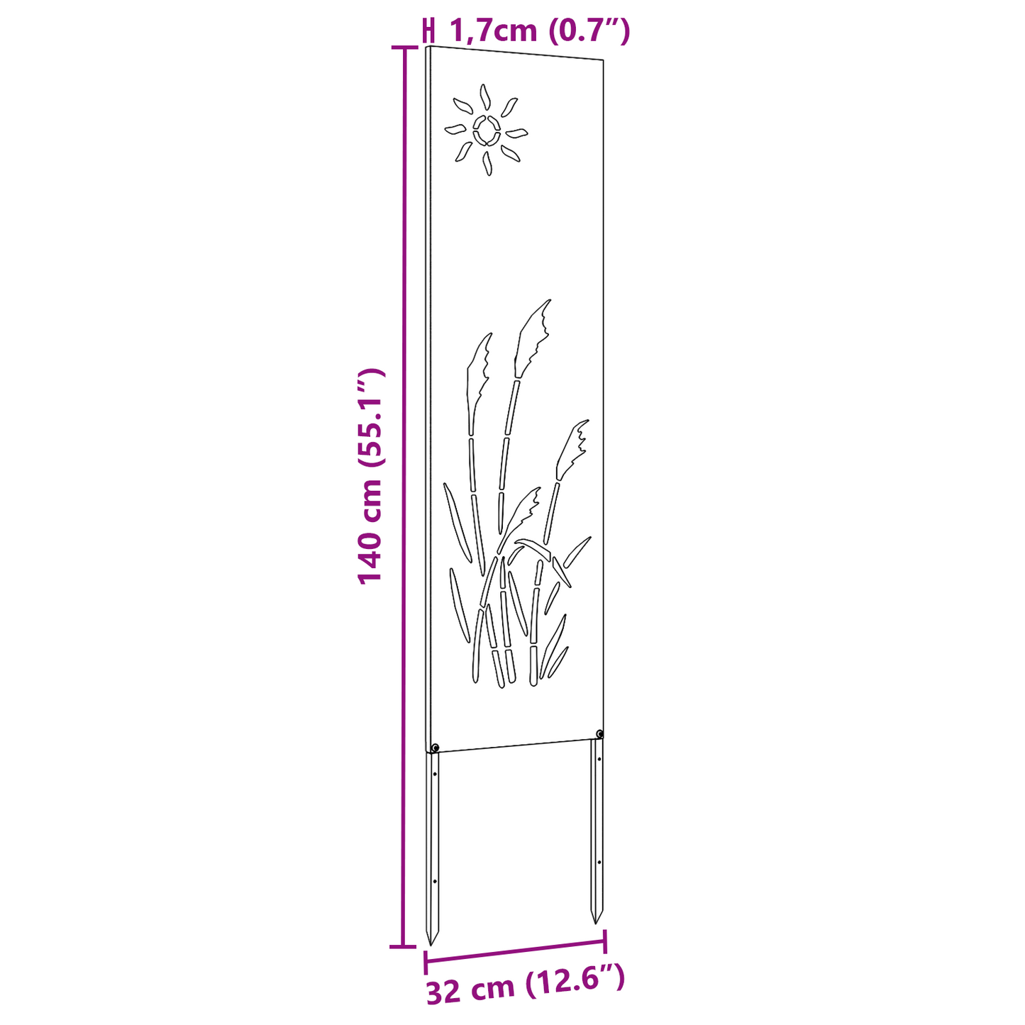 Garten dekoratives Panel Sonstiges Schwarz 32 x 140 cm