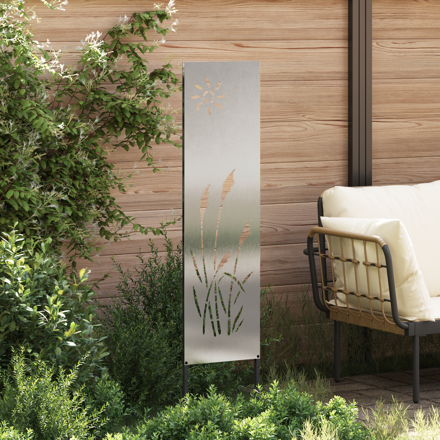 Garten dekoratives Panel Sonstiges Silber 32 x 140 cm Edelstahl