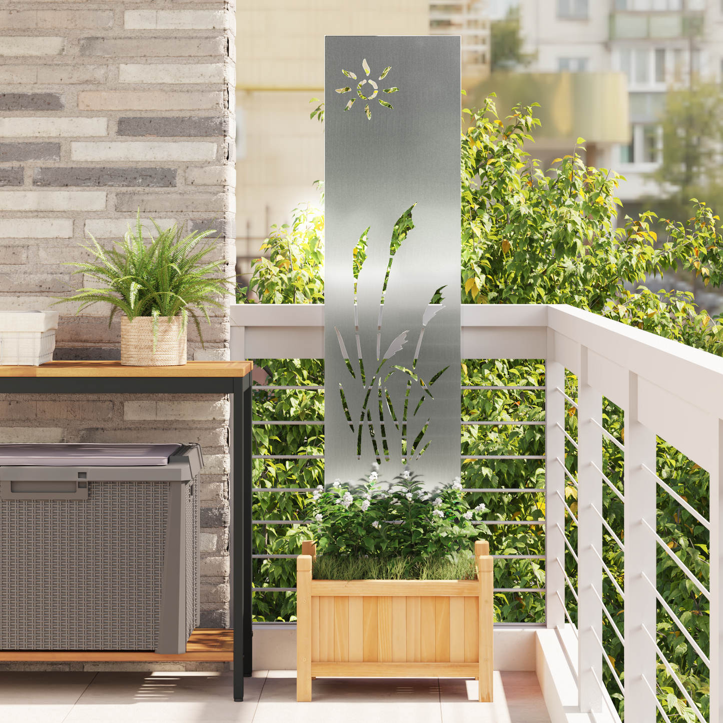 Garten dekoratives Panel Silber 32 x 140 cm Verzinkter Stahl