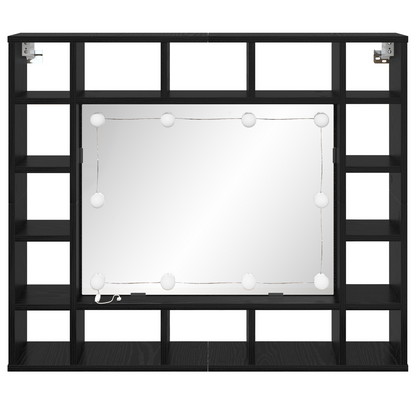 Spiegelschrank mit Regal Schwarz Eichen-Optik 91 x 15 x 76.5 cm